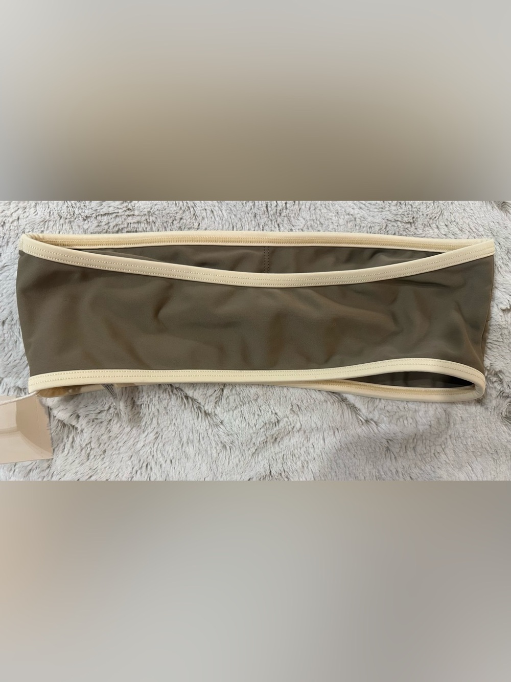Vince. Taupe Strapless Bandeau Bikini Top with Cream Trim - Picture 9 of 9